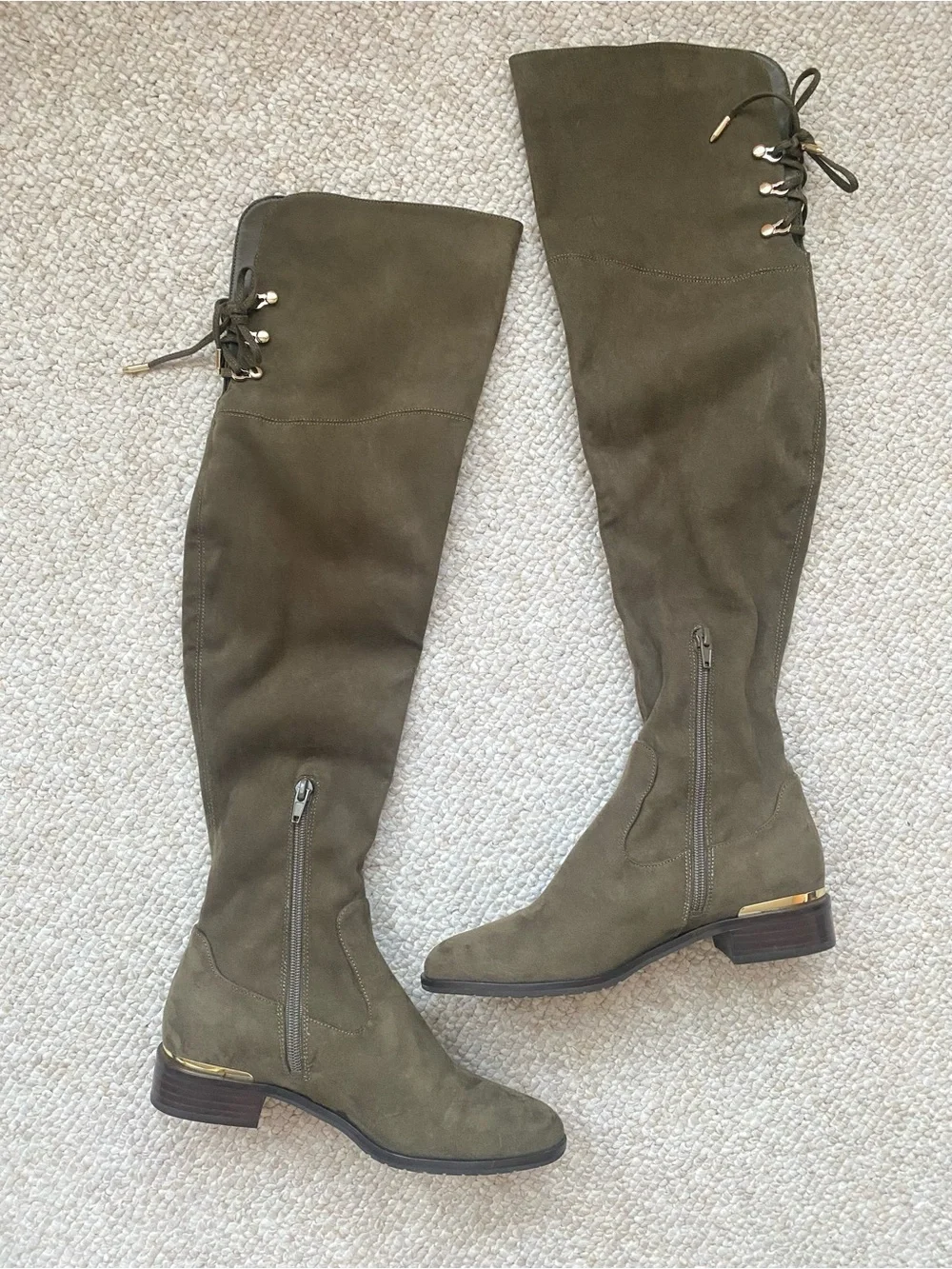 Ivanka Trump Sz 36/6 Olive Green Suede Over-the-Knee Boots